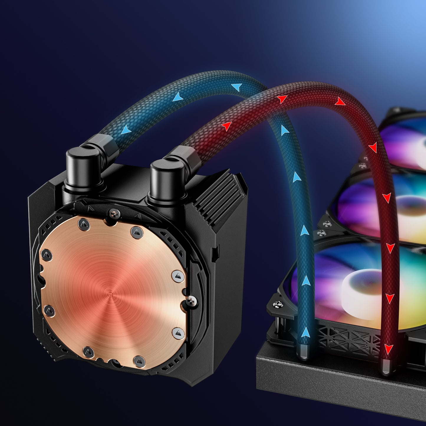 DARKROCK D360 CPU Liquid Cooler with 360mm Radiator, Addressable RGB Lights, Pure Copper Pump, and AMD, AM5/ AM4, Intel LGA 1851/1700/1200 Brackets Ready - Black