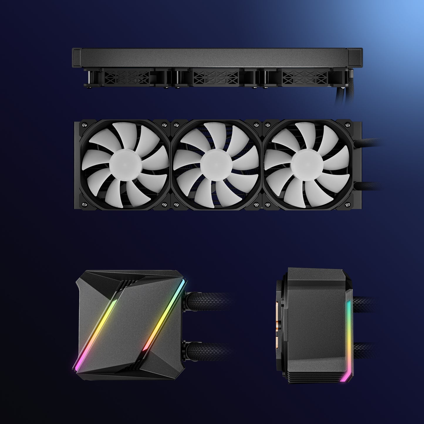 DARKROCK D360 CPU Liquid Cooler with 360mm Radiator, Addressable RGB Lights, Pure Copper Pump, and AMD, AM5/ AM4, Intel LGA 1851/1700/1200 Brackets Ready - Black