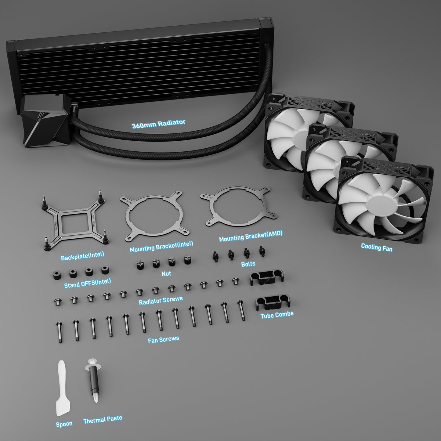 DARKROCK D360 CPU Liquid Cooler with 360mm Radiator, Addressable RGB Lights, Pure Copper Pump, and AMD, AM5/ AM4, Intel LGA 1851/1700/1200 Brackets Ready - Black