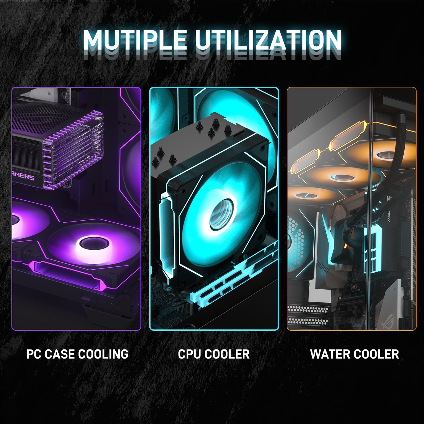 DARKROCK F120 6-Pack 120mm Infinite Mirror Case Fans with PWM Control & ARGB Effect, 24 LED Lights, HDB Hydraulic Bearing for Low-Noise Operation - Suitable for Most PC Cooling Systems