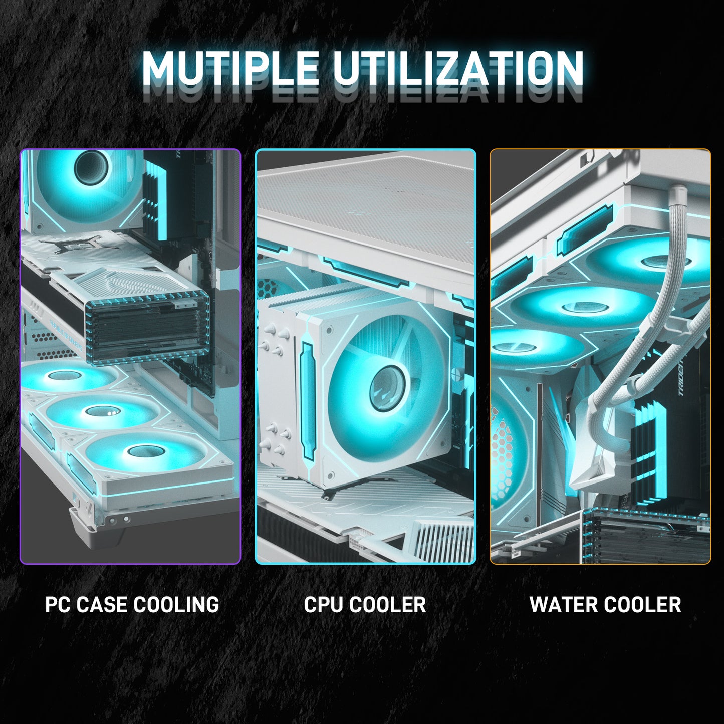 DARKROCK F120 6-Pack 120mm Infinite Mirror Case Fans with PWM Control & ARGB Effect, 24 LED Lights, HDB Hydraulic Bearing for Low-Noise Operation - Suitable for Most PC Cooling Systems