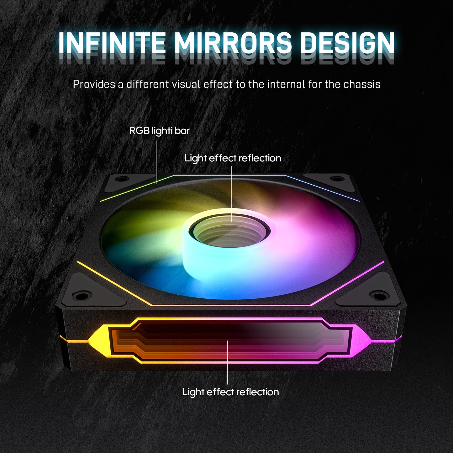 DARKROCK F120 6-Pack 120mm Infinite Mirror Case Fans with PWM Control & ARGB Effect, 24 LED Lights, HDB Hydraulic Bearing for Low-Noise Operation - Suitable for Most PC Cooling Systems