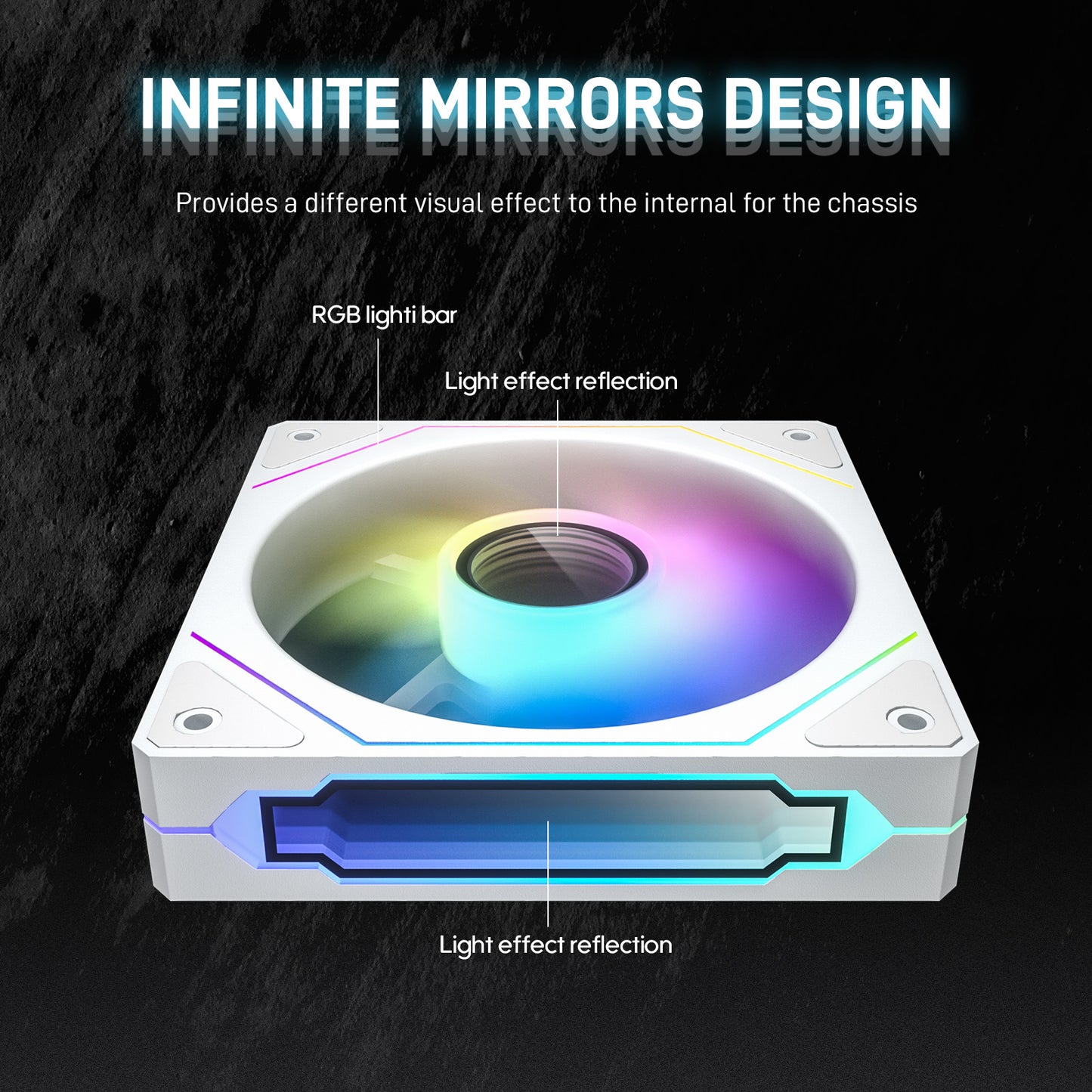 DARKROCK F120 6-Pack 120mm Infinite Mirror Case Fans with PWM Control & ARGB Effect, 24 LED Lights, HDB Hydraulic Bearing for Low-Noise Operation - Suitable for Most PC Cooling Systems
