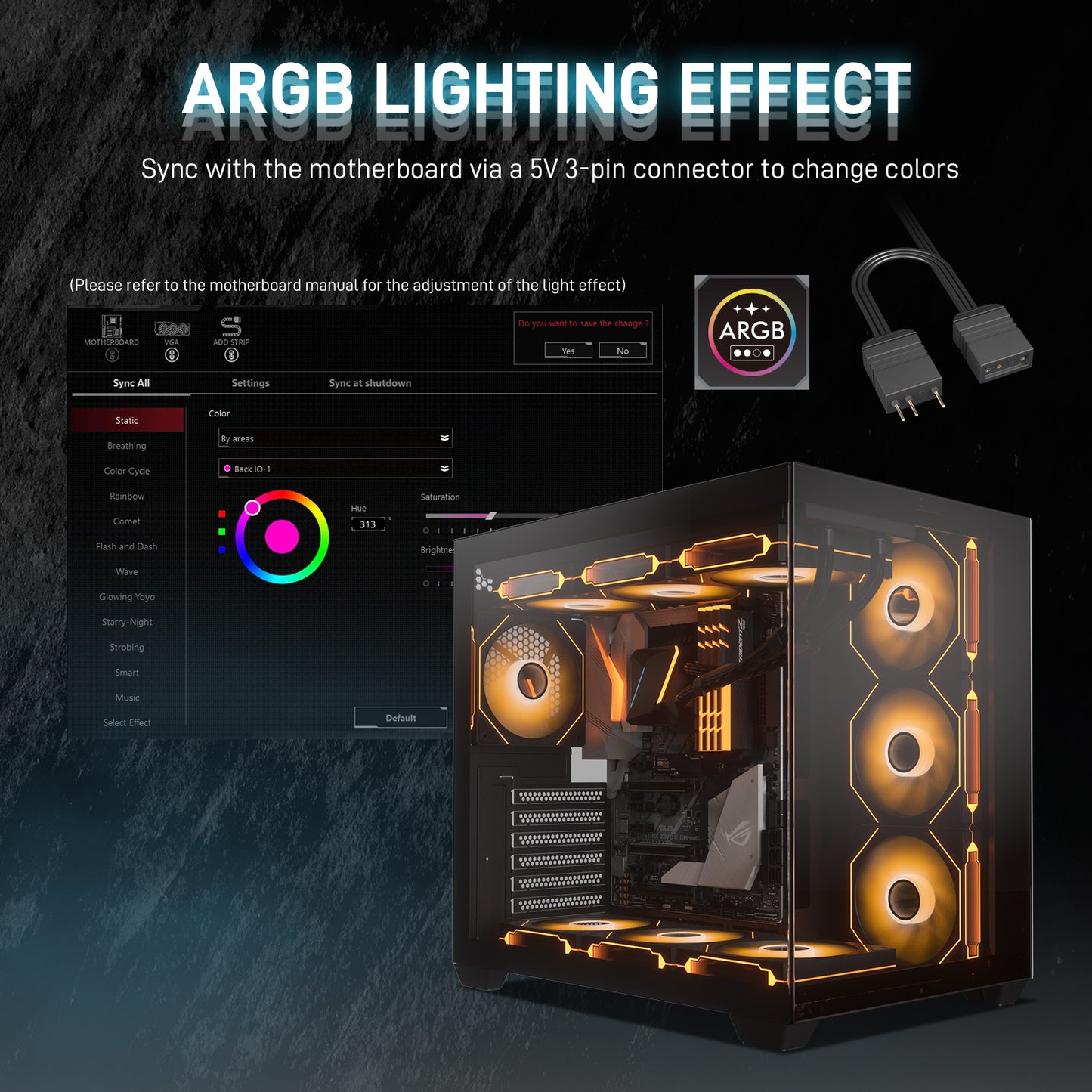 DARKROCK F120 6-Pack 120mm Infinite Mirror Case Fans with PWM Control & ARGB Effect, 24 LED Lights, HDB Hydraulic Bearing for Low-Noise Operation - Suitable for Most PC Cooling Systems