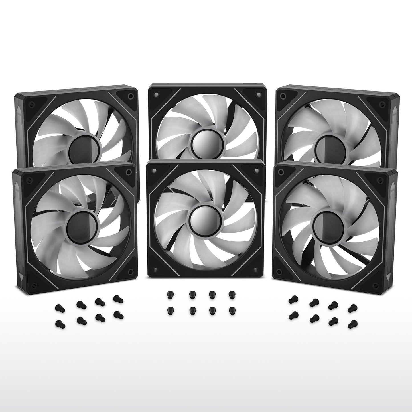 DARKROCK F120 6-Pack 120mm Infinite Mirror Case Fans with PWM Control & ARGB Effect, 24 LED Lights, HDB Hydraulic Bearing for Low-Noise Operation - Suitable for Most PC Cooling Systems