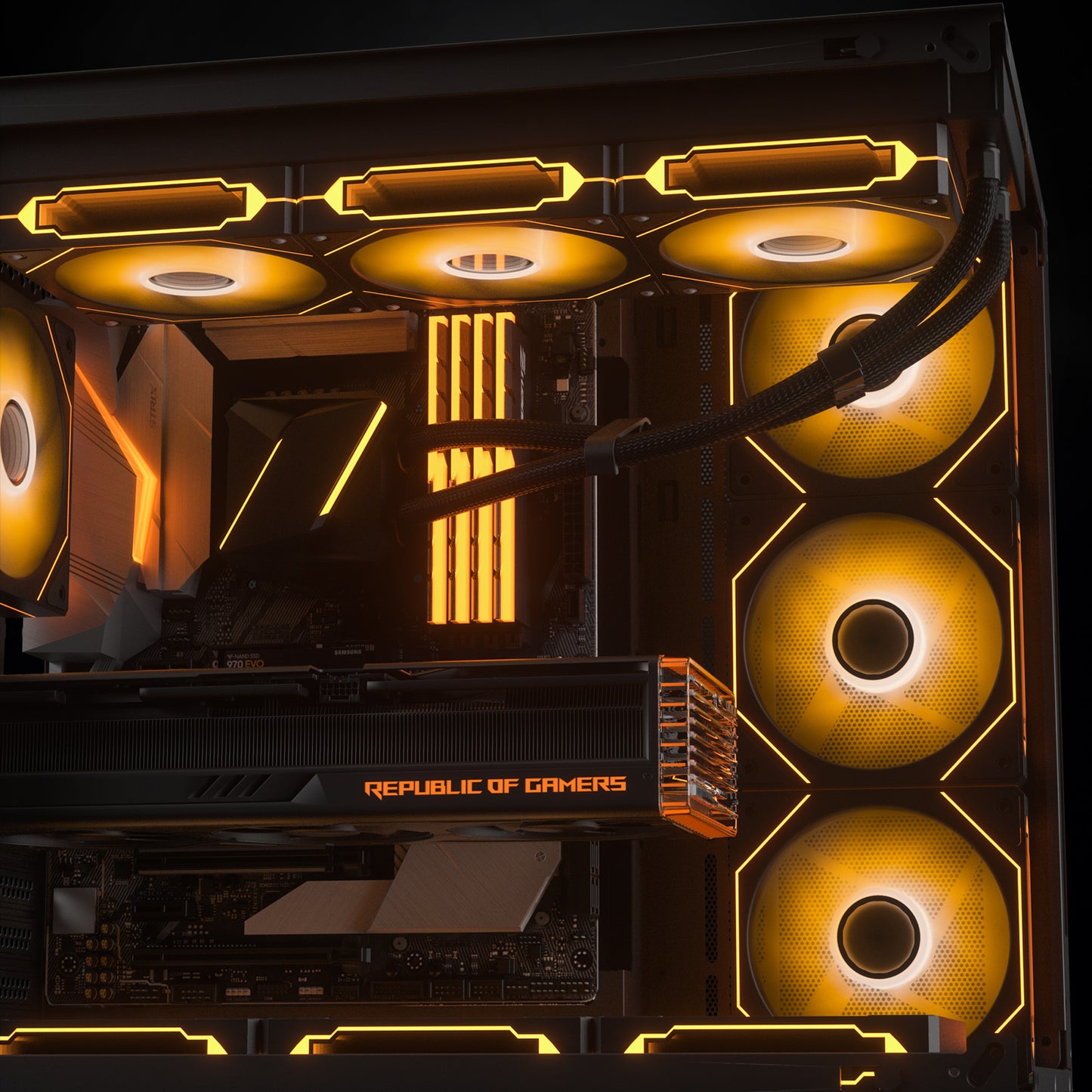 DARKROCK F120 6-Pack 120mm Infinite Mirror Case Fans with PWM Control & ARGB Effect, 24 LED Lights, HDB Hydraulic Bearing for Low-Noise Operation - Suitable for Most PC Cooling Systems