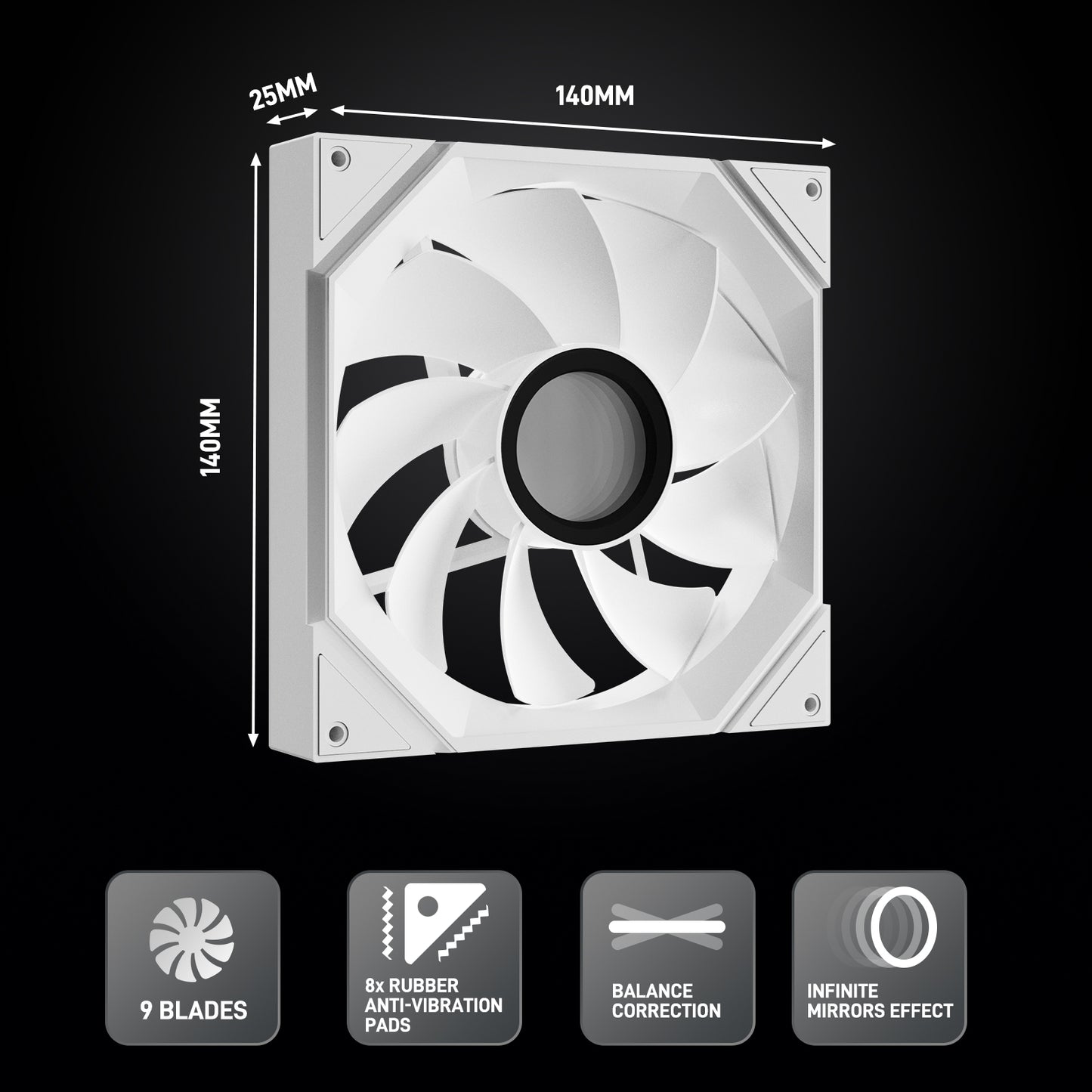 DARKROCK R140 140mm Reverse Blade Infinity Mirror Design PC Fan with LED ARGB Effects & PWM Control and Stable Running HDB Hydraulic Bearings