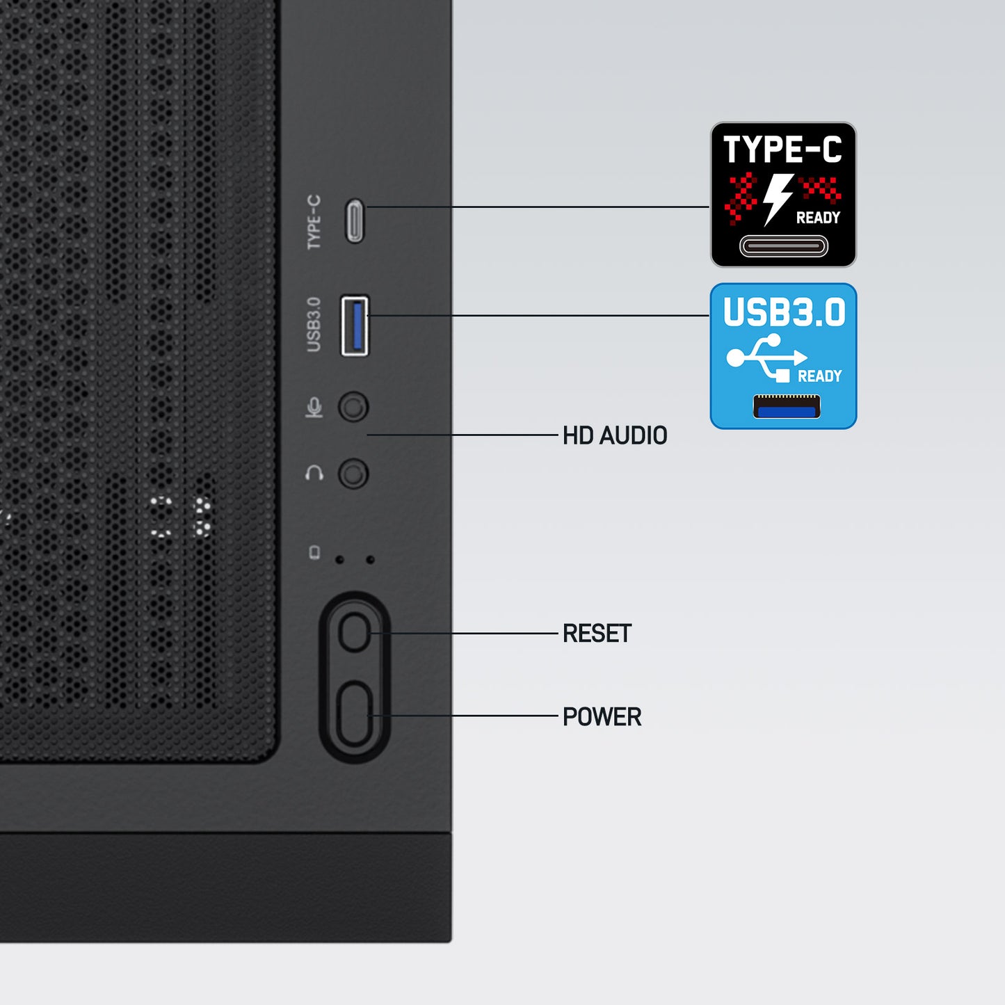 DARKROCK A8-X Mid-Tower ATX PC Case with Tempered Glass and Mesh Panel, 1x120mm PWM & ARGB Fan Included, Type-C & USB 3.0, Support for 360mm Radiator - Black