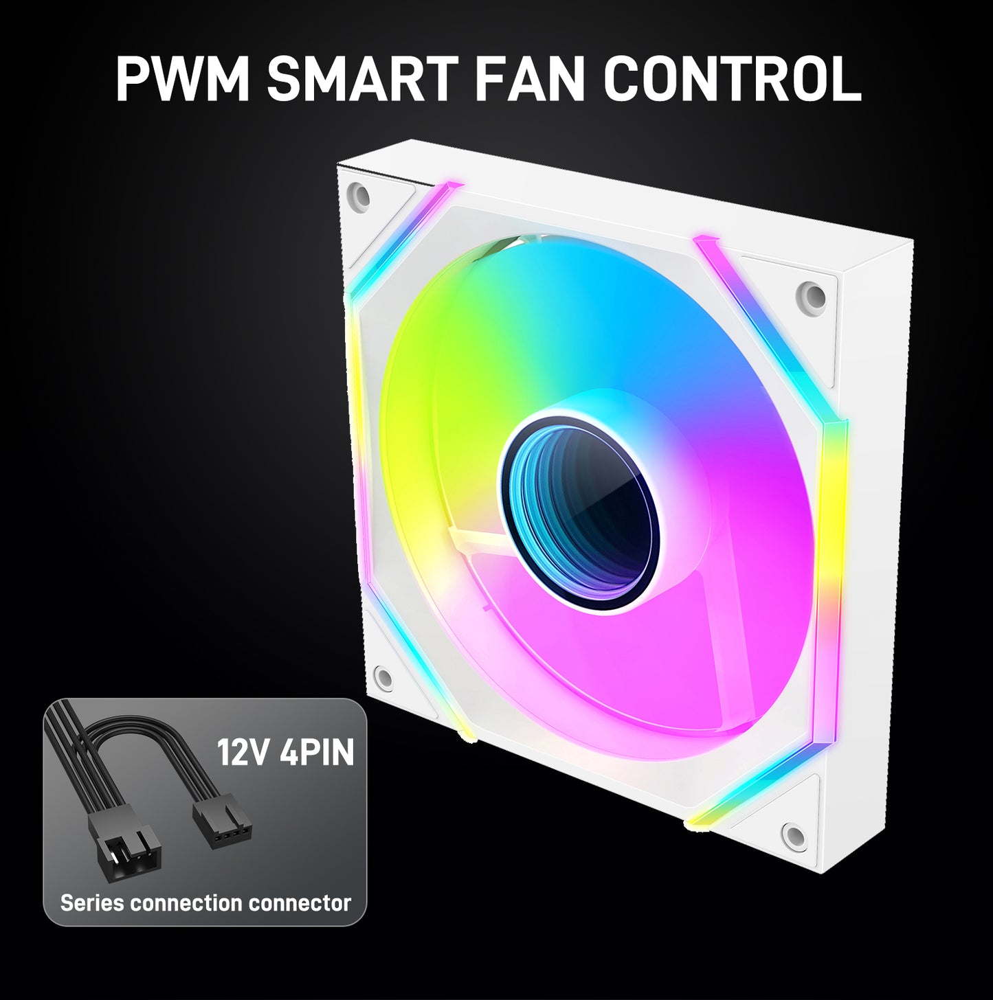 DARKROCK F140 140 mm Infinity Mirror Design Case Fan with PWM Control and ARGB LED Light Effect, HDB Hydraulic Bearings for Low Noise Operation