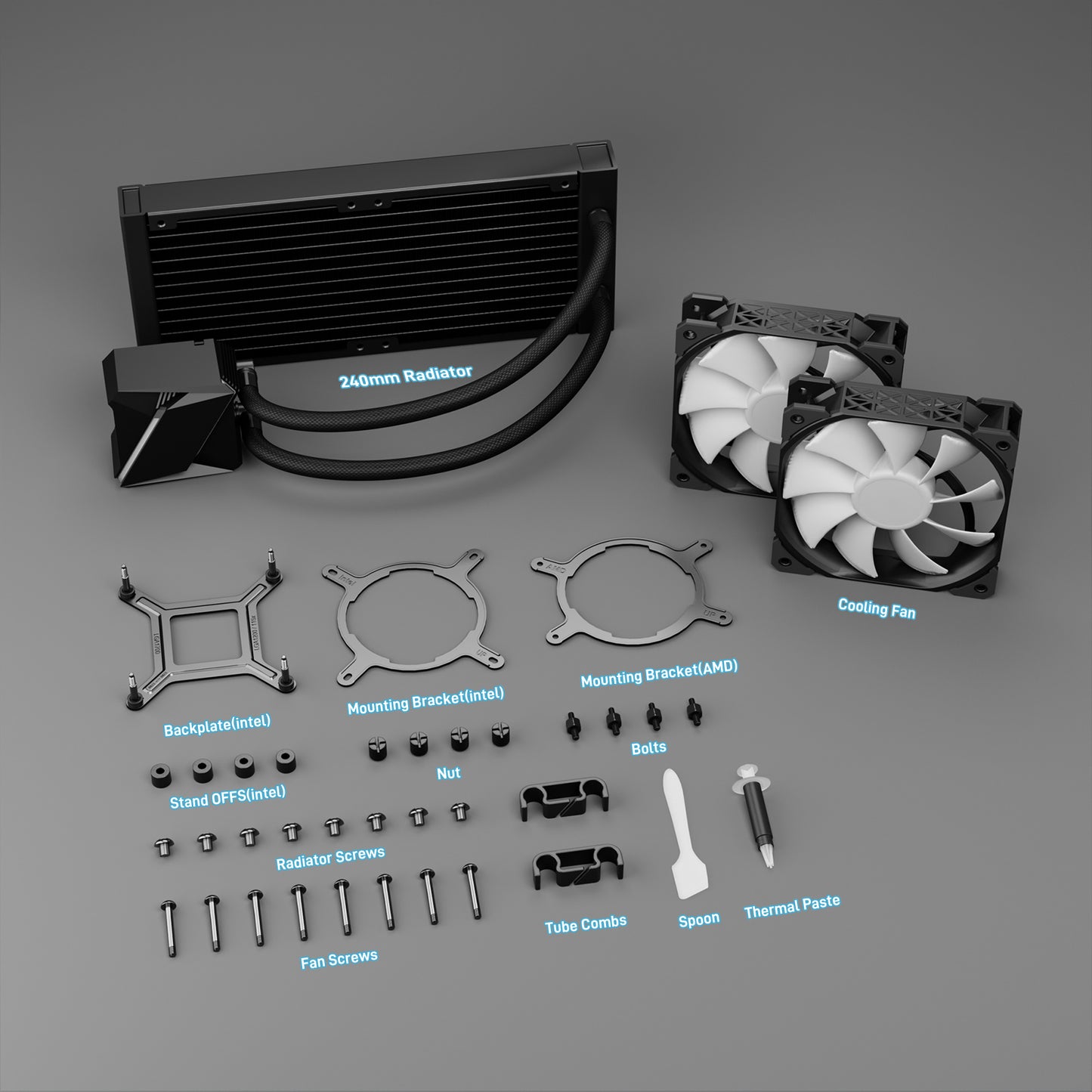 DARKROCK D240 CPU Liquid Cooler with 240 mm Radiator, Addressable RGB Lights, Pure Copper Pump, and AMD, AM5/ AM4, Intel LGA 1851/1700/1200 Brackets Ready - Black