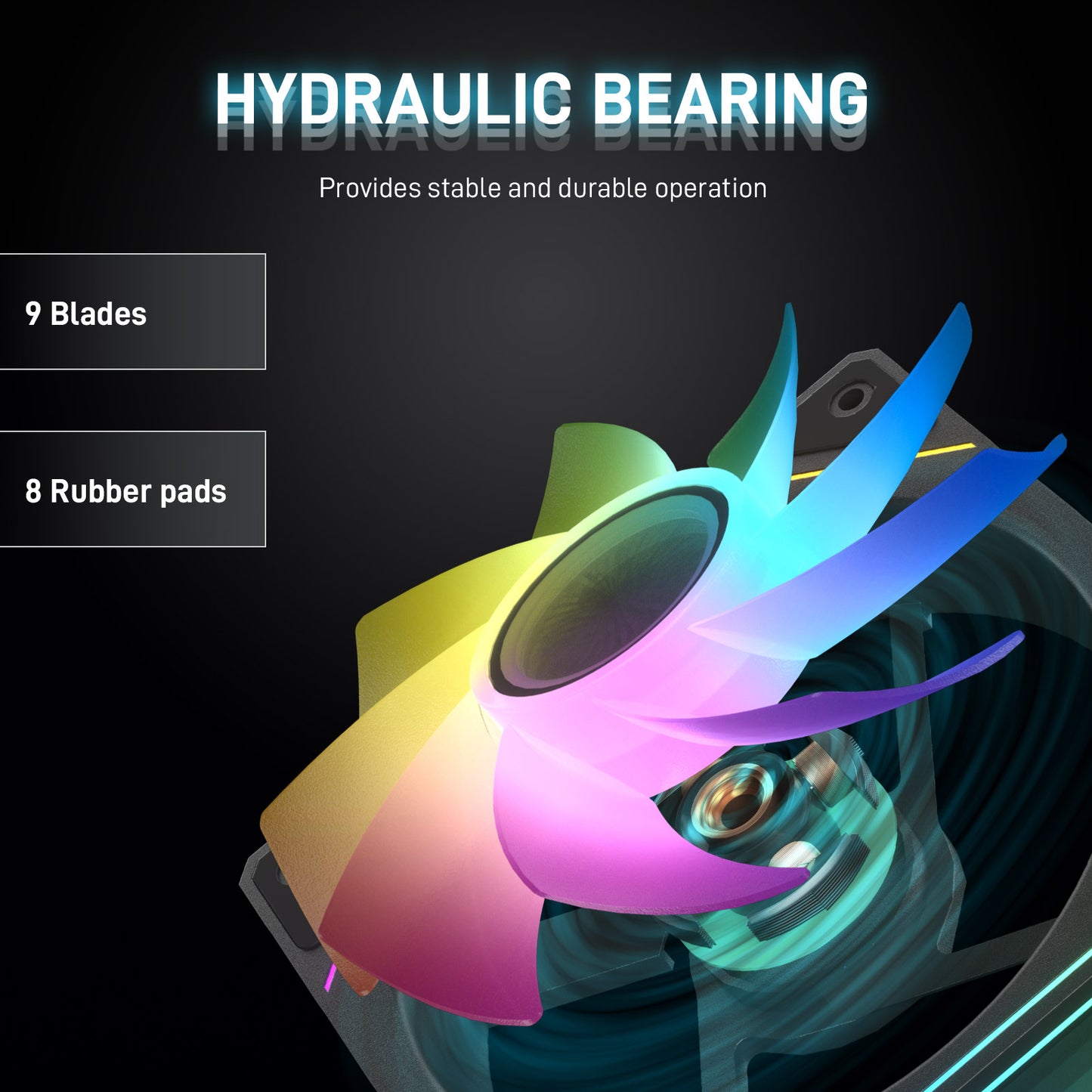 DARKROCK R120-2-Pack 120mm Reverse Installed Infinite Mirror Design PC Fan with Addressable RGB Effect, PWM Smart Control and Hydraulic Bearing for Stable Operation