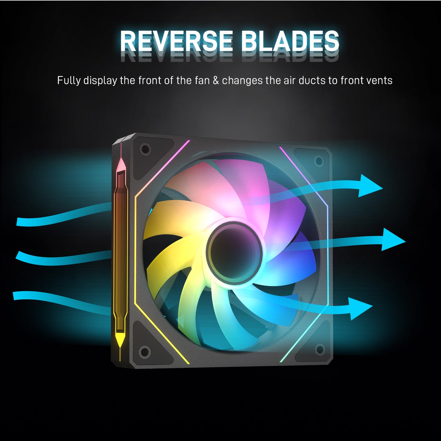 DARKROCK R120-2-Pack 120mm Reverse Installed Infinite Mirror Design PC Fan with Addressable RGB Effect, PWM Smart Control and Hydraulic Bearing for Stable Operation