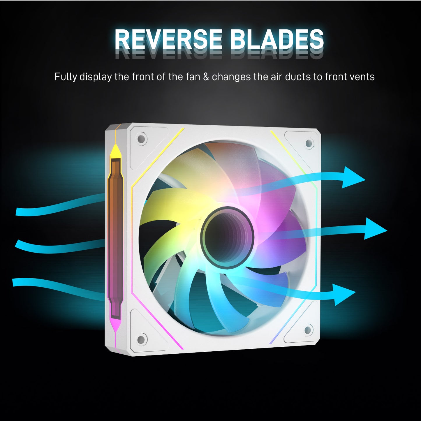 DARKROCK R120-2-Pack 120mm Reverse Installed Infinite Mirror Design PC Fan with Addressable RGB Effect, PWM Smart Control and Hydraulic Bearing for Stable Operation