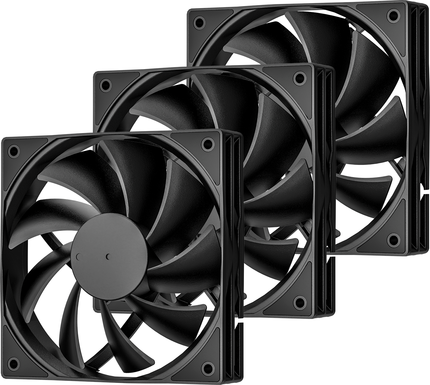 DARKROCK 3-Pack 120mm Black Computer Case Fans High Performance Cooling Low Noise 3-Pin 1200 RPM Hydraulic Bearing Quiet Long Life Up to 30,000 Hours 5 Years Warranty