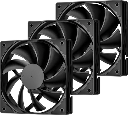 DARKROCK 3-Pack 120mm Black Computer Case Fans High Performance Cooling Low Noise 3-Pin 1200 RPM Hydraulic Bearing Quiet Long Life Up to 30,000 Hours 5 Years Warranty