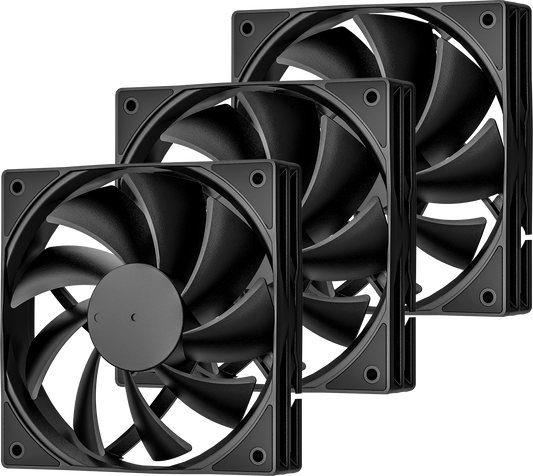 DARKROCK 3-Pack 120mm Black Computer Case Fans High Performance Cooling Low Noise 3-Pin 1200 RPM Hydraulic Bearing Quiet Long Life Up to 30,000 Hours 5 Years Warranty