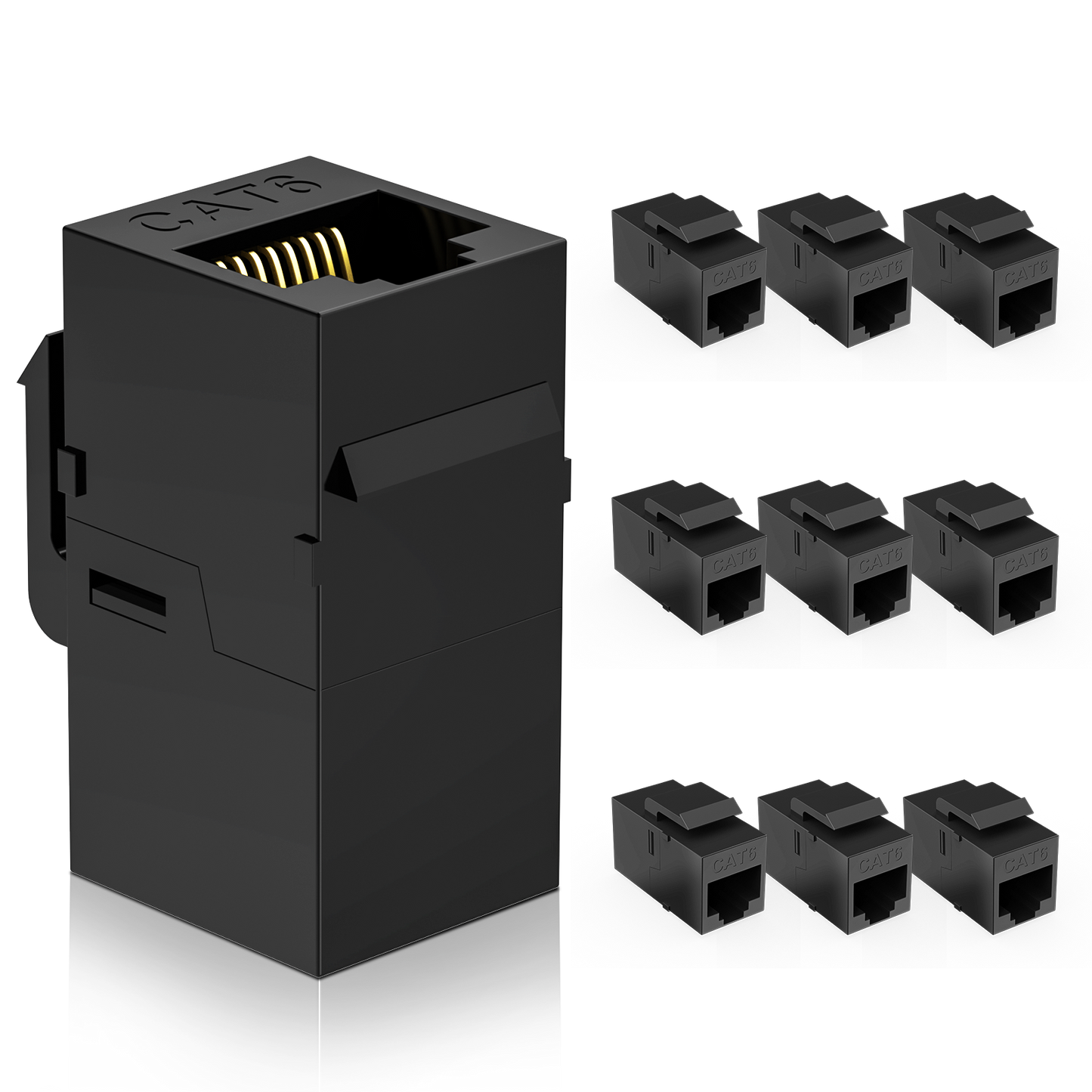 DARKROCK 10 Pack Cat6 RJ45 Keystone Coupler - PC Plastic Case, Plug-and-Play, Extends Ethernet Connection, Female to Female, Compatible with Cat5/5e/6 & Ideal for Home/Office Networking/Audio/Video