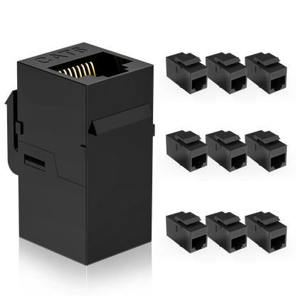 DARKROCK 10 Pack Cat6 RJ45 Keystone Coupler - PC Plastic Case, Plug-and-Play, Extends Ethernet Connection, Female to Female, Compatible with Cat5/5e/6 & Ideal for Home/Office Networking/Audio/Video