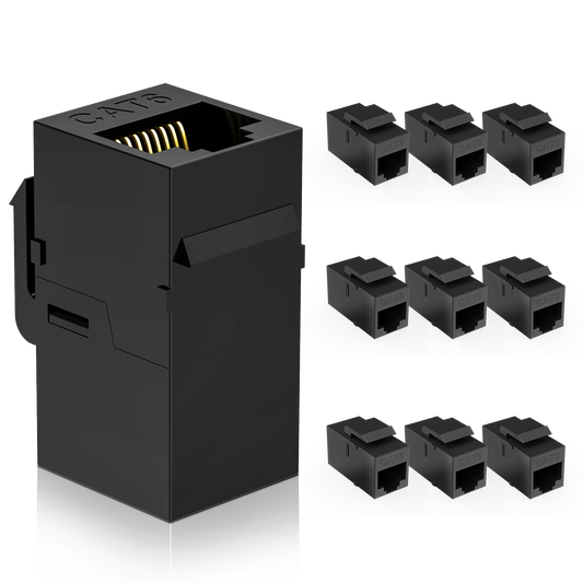 DARKROCK 10 Pack Cat6 RJ45 Keystone Coupler - PC Plastic Case, Plug-and-Play, Extends Ethernet Connection, Female to Female, Compatible with Cat5/5e/6 & Ideal for Home/Office Networking/Audio/Video