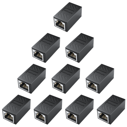 DARKROCK Network Coupler 10 Packs Ethernet Coupler RJ45 Coupler for Cat7/Cat6/Cat5e/Cat5 Ethernet Cable Extender Adapter High Speed Data Transfer Plug-and-Play with Easy Snap-in Retaining Clip