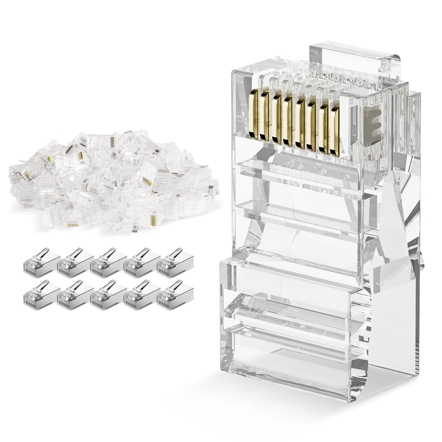 DARKROCK Cat6 RJ45 Connectors 100-Pack for Ethernet Cables DARKROCK Cat6 RJ45 Connectors 100-Pack for Ethernet Cables