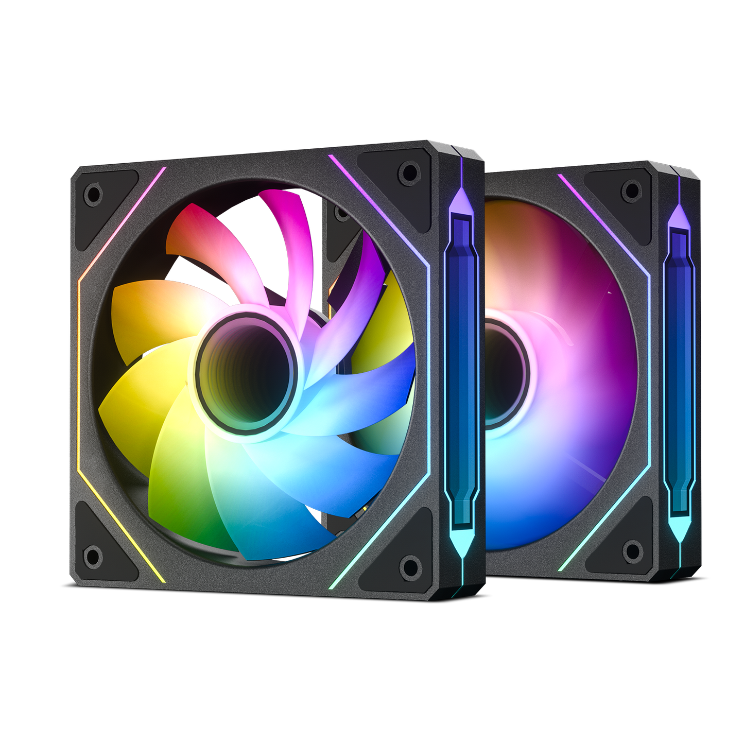 DARKROCK R120-2-Pack 120mm Reverse Installed Infinite Mirror Design PC Fan with Addressable RGB Effect, PWM Smart Control and Hydraulic Bearing for Stable Operation