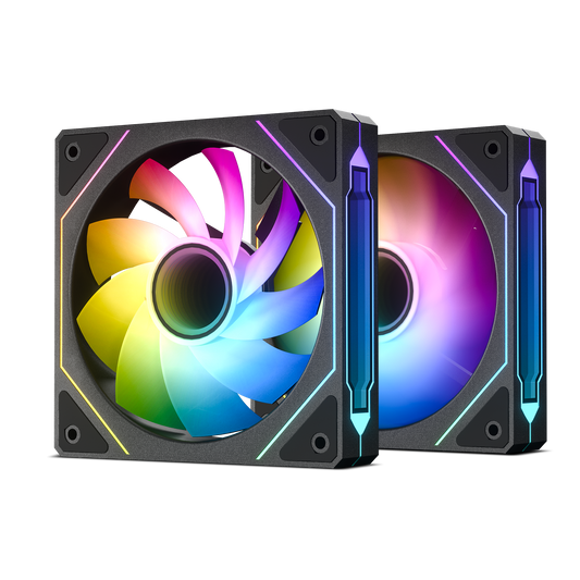 DARKROCK R120-2-Pack 120mm Reverse Installed Infinite Mirror Design PC Fan with Addressable RGB Effect, PWM Smart Control and Hydraulic Bearing for Stable Operation