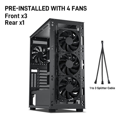 DARKROCK Classico Storage Master Case ATX Computer Case Mid Tower with 4x120mm Fans, USB 3.0 Ready 4 Detachable Hard Drive Cages 360mm Supported on Top & Front Radiator GPU Vertically Mounting Black