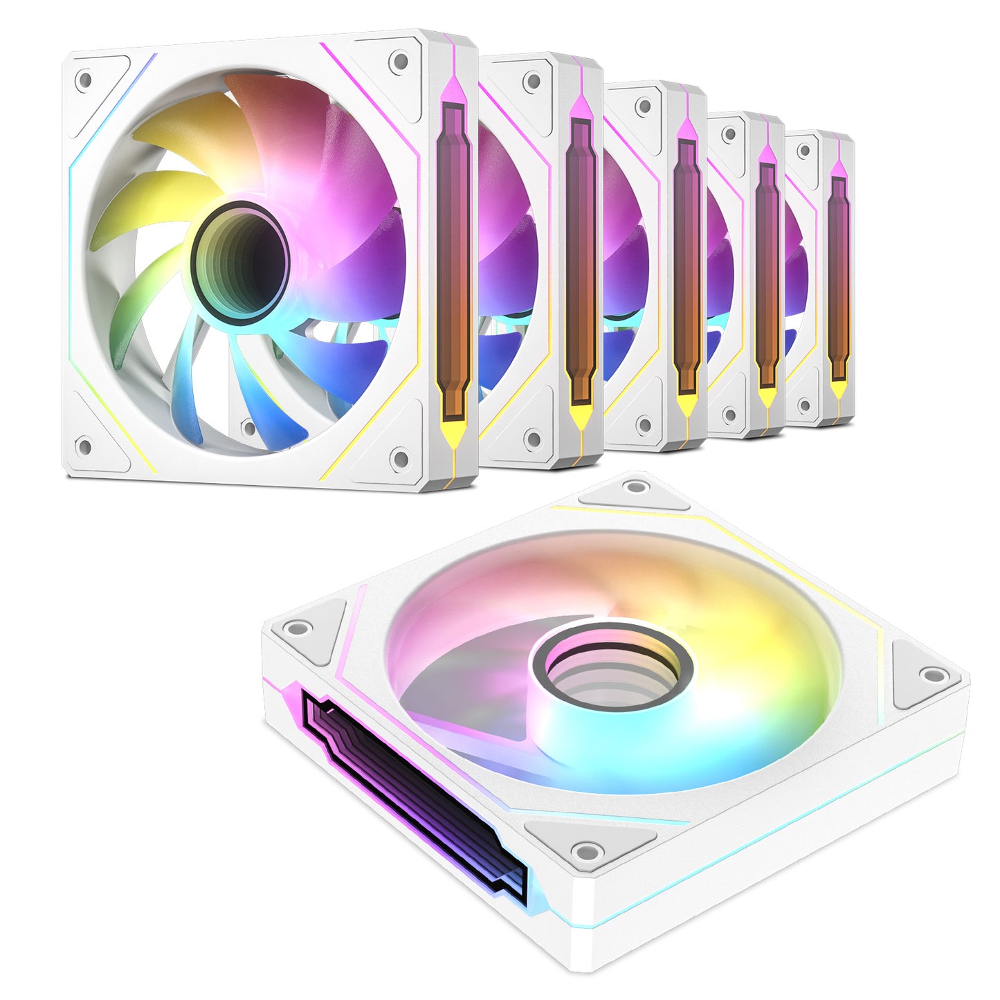 DARKROCK F120 6-Pack 120mm Infinite Mirror Case Fans with PWM Control & ARGB Effect, 24 LED Lights, HDB Hydraulic Bearing for Low-Noise Operation - Suitable for Most PC Cooling Systems