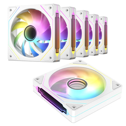 DARKROCK F120 6-Pack 120mm Infinite Mirror Case Fans with PWM Control & ARGB Effect, 24 LED Lights, HDB Hydraulic Bearing for Low-Noise Operation - Suitable for Most PC Cooling Systems