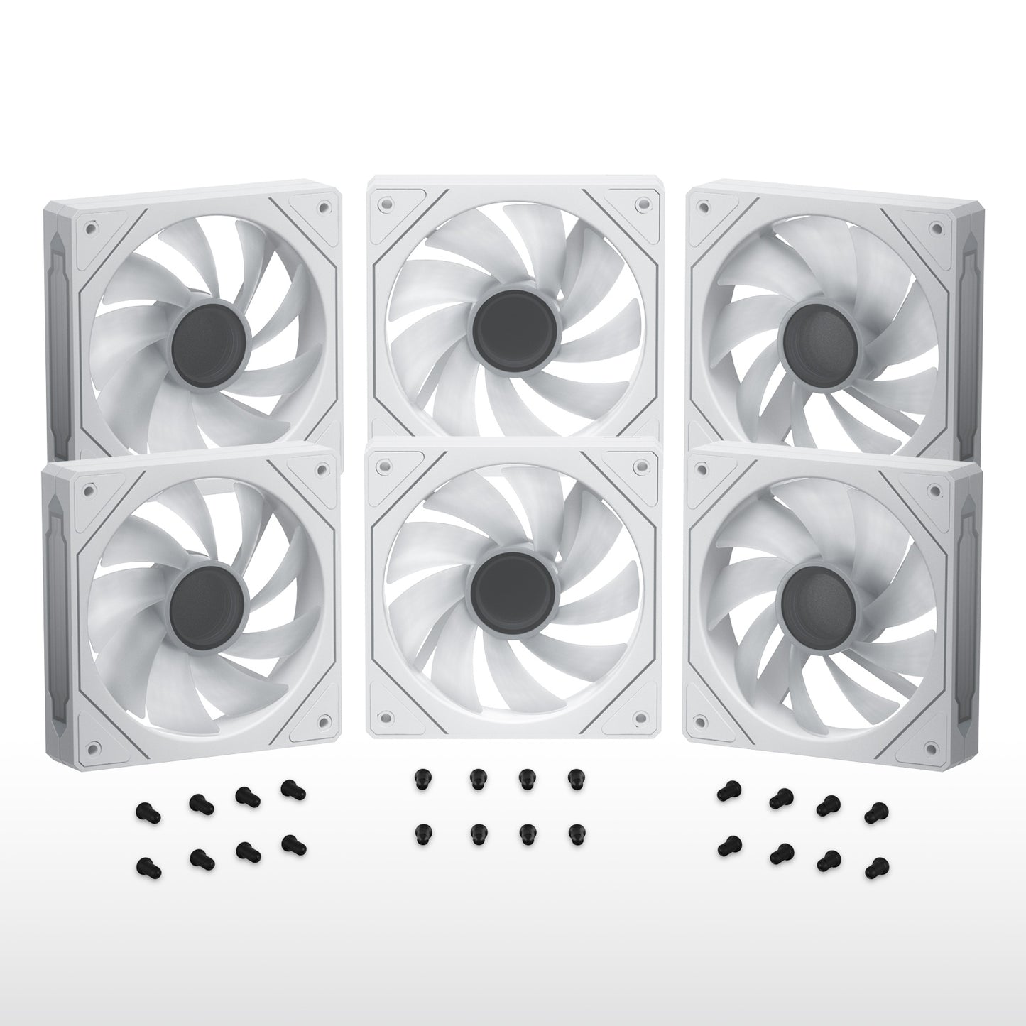 DARKROCK F120 6-Pack 120mm Infinite Mirror Case Fans with PWM Control & ARGB Effect, 24 LED Lights, HDB Hydraulic Bearing for Low-Noise Operation - Suitable for Most PC Cooling Systems