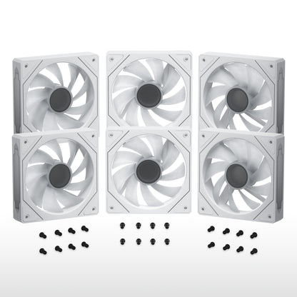 DARKROCK F120 6-Pack 120mm Infinite Mirror Case Fans with PWM Control & ARGB Effect, 24 LED Lights, HDB Hydraulic Bearing for Low-Noise Operation - Suitable for Most PC Cooling Systems