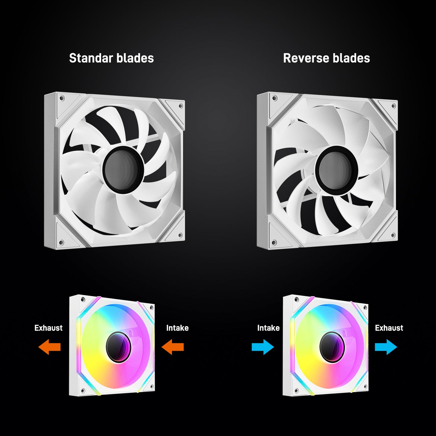 DARKROCK R140 140mm Reverse Blade Infinity Mirror Design PC Fan with LED ARGB Effects & PWM Control and Stable Running HDB Hydraulic Bearings