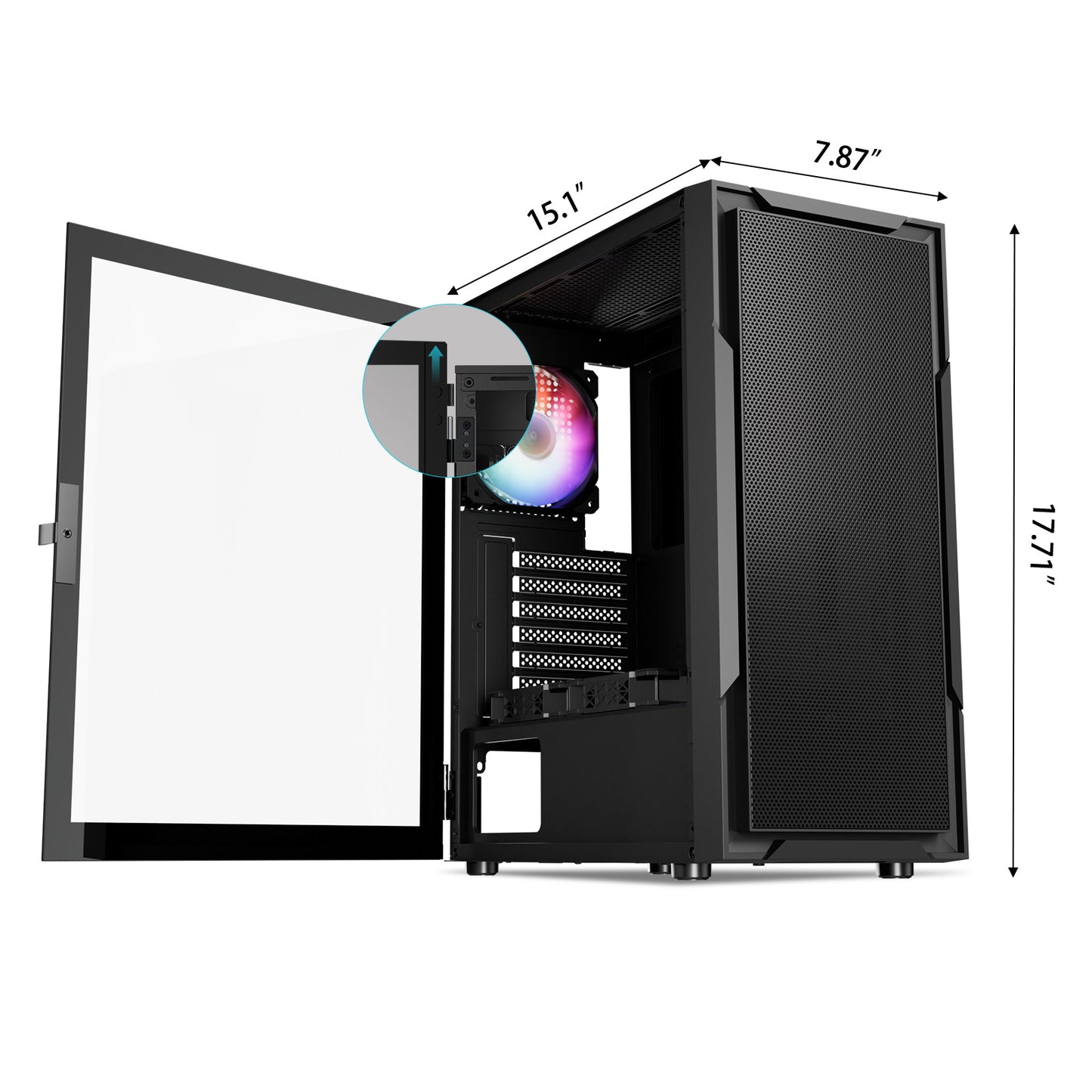 DARKROCK A8-M Black Micro-ATX Mid Tower Computer PC Case for Gaming & Business Tempered Glass Side Panel Support 240mm Radiator on Top and 40 Series GPU 3 x 120mm Cooling Fans Pre-Installed