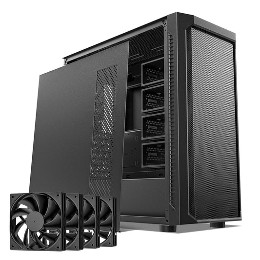 DARKROCK Classico Max Storage Master Case E-ATX Computer Case with 4x120mm Black Fan, 10 x3.5" HDD+3 x2.5" SDD USB 3.0 Ready 360mm Radiator Supported Vertical Slots for GPU Vertically Mount - Black