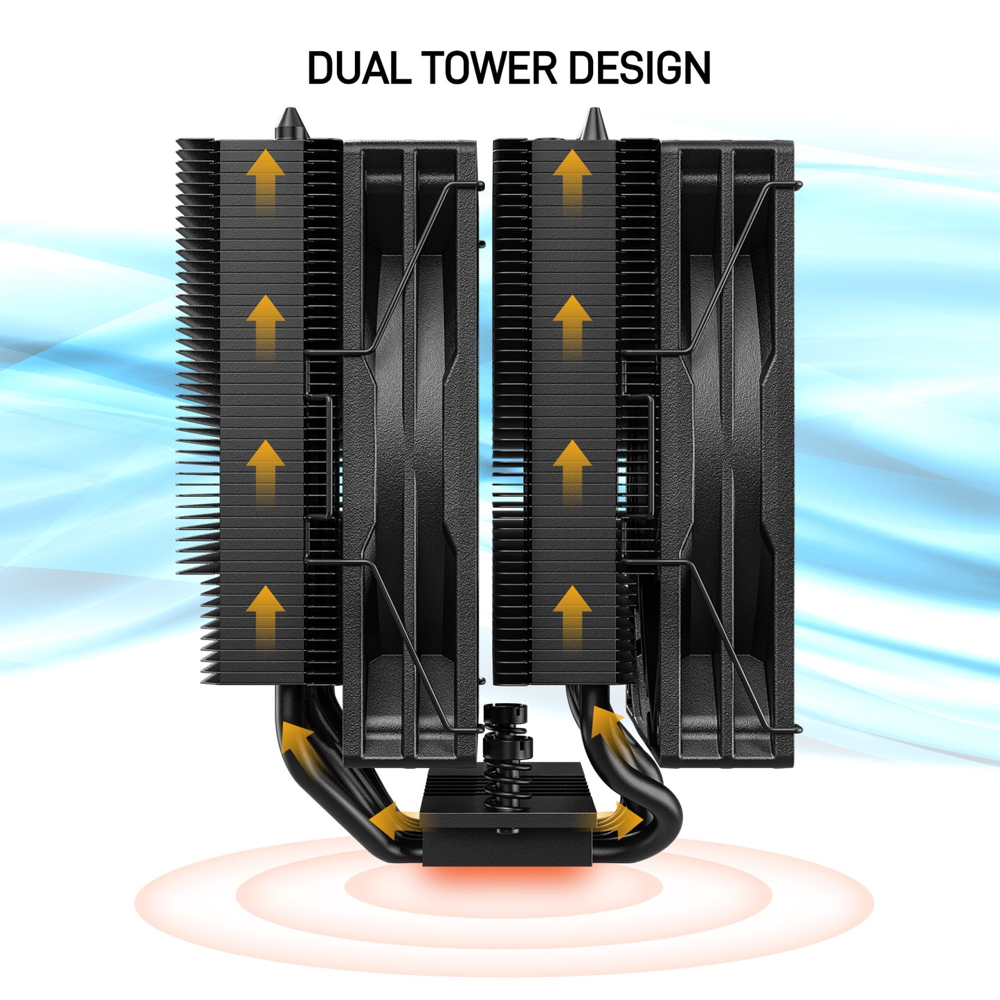 DARKROCK DT6 CPU Air Cooler, Dual Towers with 6 Copper Heat Pipes, 2 x 120mm PWM Fan for Low Noise Operation, Easy Installation - Brackets for Intel LGA 1851/1700/1200/115X & AMD AM5/AMD4 - Black