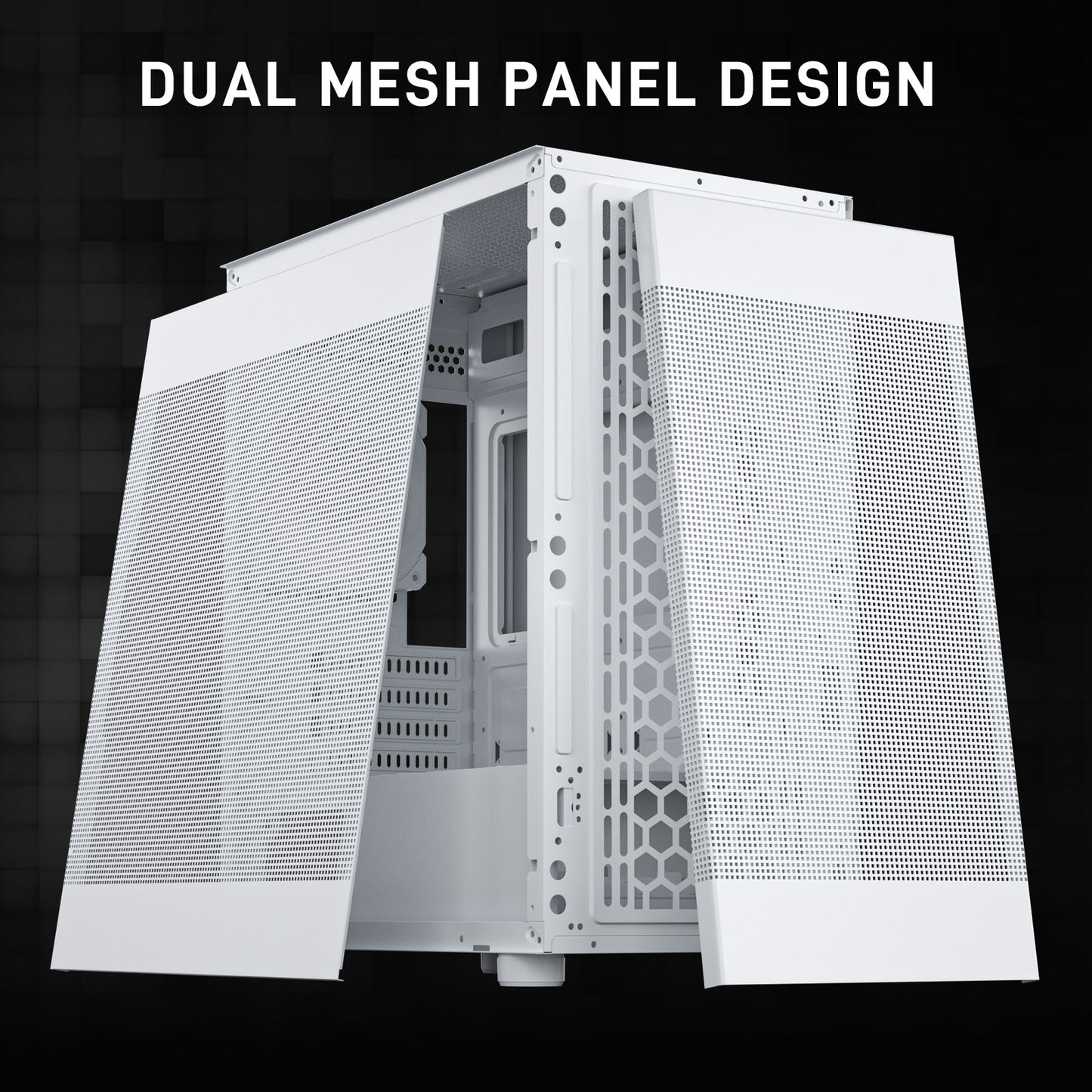 DARKROCK MH200 White PC Computer Case for Office&Gaming Compact Mid-Tower Micro ATX Mini ITX High-Airflow Mesh Front & Side Panel Top 240mm Radiator Support Type-C Ready, ARGB 120mm Fan Pre-Installed