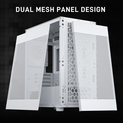 DARKROCK MH200 White PC Computer Case for Office&Gaming Compact Mid-Tower Micro ATX Mini ITX High-Airflow Mesh Front & Side Panel Top 240mm Radiator Support Type-C Ready, ARGB 120mm Fan Pre-Installed