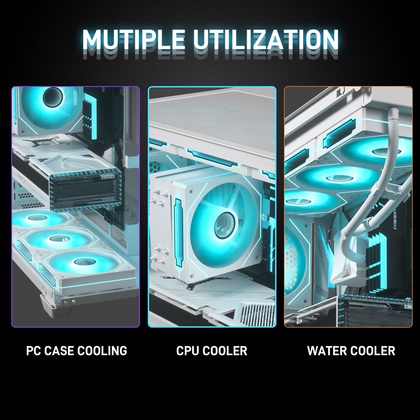 DARKROCK F120 - 3 in 1 120 mm Infinite Mirror Design Case Fans with PWM Control & ARGB effect, Hydraulic Bearing for Low-Noise Operation - Suitable for Most PC Cooling Systems