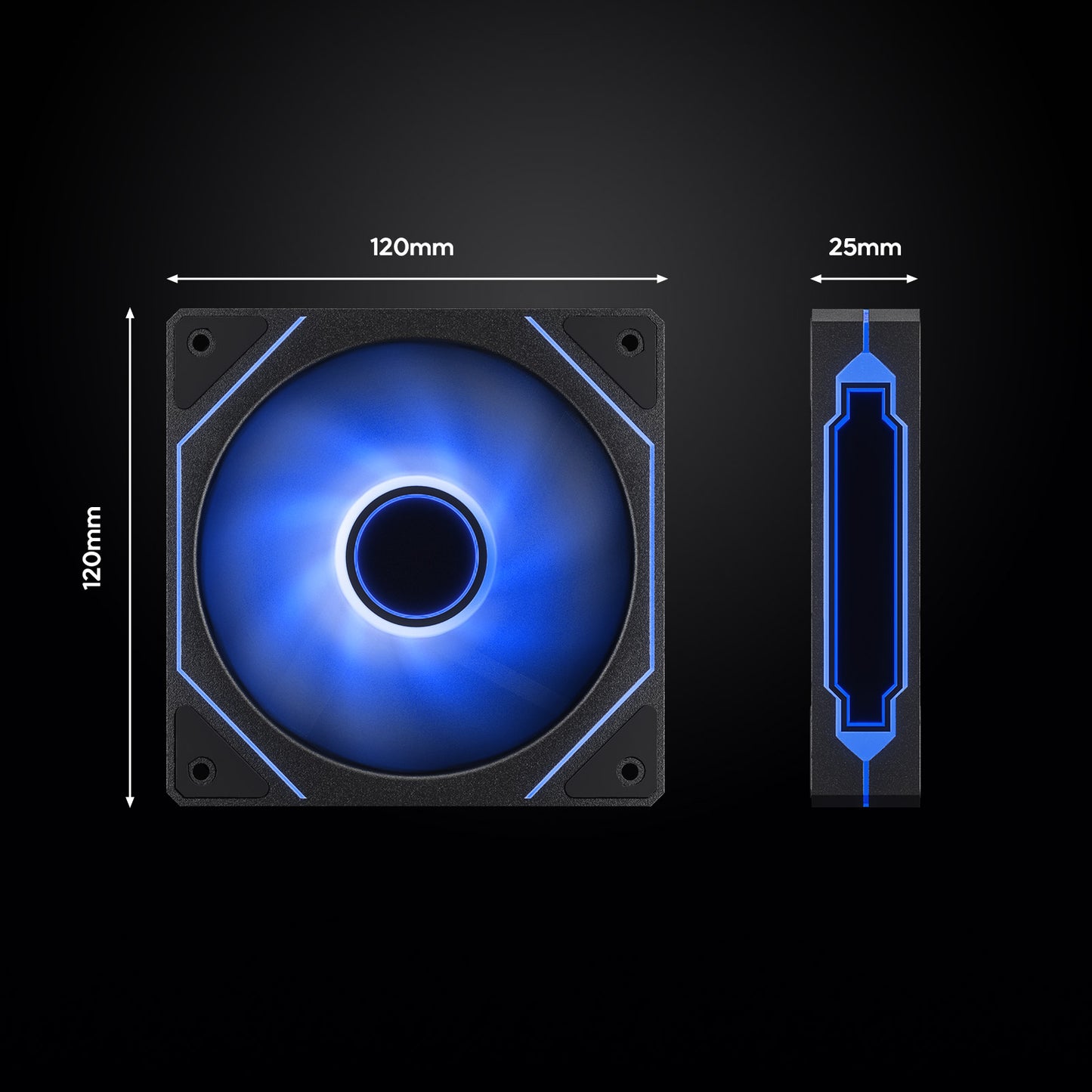 DARKROCK F120 - 3 in 1 120 mm Infinite Mirror Design Case Fans with PWM Control & ARGB effect, Hydraulic Bearing for Low-Noise Operation - Suitable for Most PC Cooling Systems