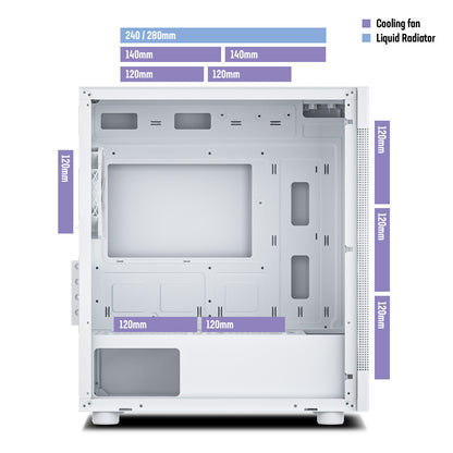DARKROCK MH200 White PC Computer Case for Office&Gaming Compact Mid-Tower Micro ATX Mini ITX High-Airflow Mesh Front & Side Panel Top 240mm Radiator Support Type-C Ready, ARGB 120mm Fan Pre-Installed