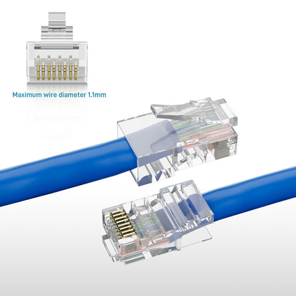 DARKROCK Cat6 RJ45 Connectors 100-Pack for Ethernet Cables - Compatible with Cat6/Cat5/Cat5e, Strong Antioxidant Performance, 24-26AWG/Flat Network Cables, RJ45 Keystone Inline Coupler - Transparent.