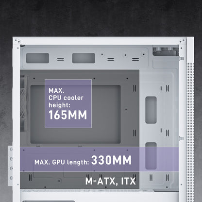 DARKROCK MH200 White PC Computer Case for Office&Gaming Compact Mid-Tower Micro ATX Mini ITX High-Airflow Mesh Front & Side Panel Top 240mm Radiator Support Type-C Ready, ARGB 120mm Fan Pre-Installed