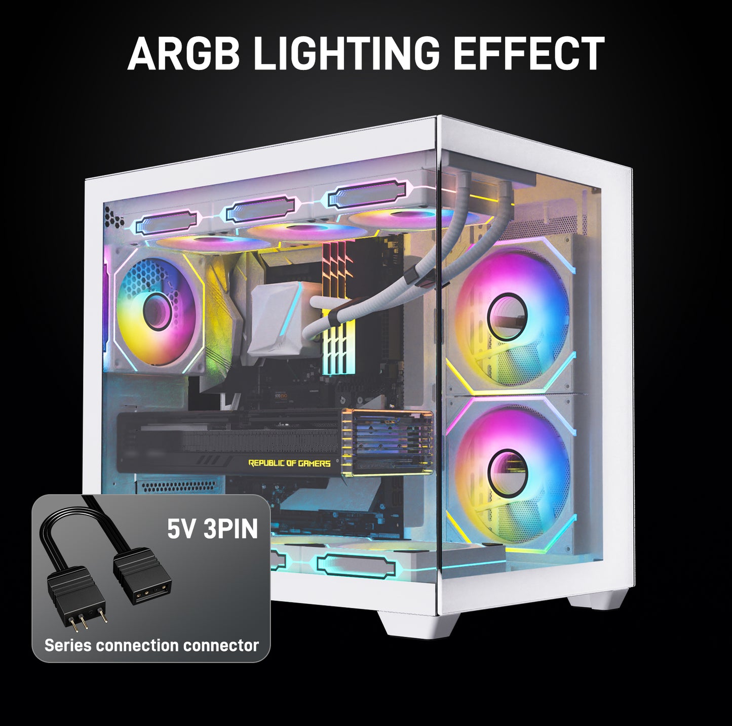 DARKROCK F140 140 mm Infinity Mirror Design Case Fan with PWM Control and ARGB LED Light Effect, HDB Hydraulic Bearings for Low Noise Operation