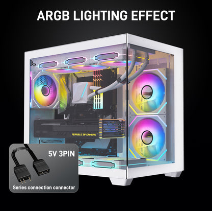 DARKROCK F140 140 mm Infinity Mirror Design Case Fan with PWM Control and ARGB LED Light Effect, HDB Hydraulic Bearings for Low Noise Operation