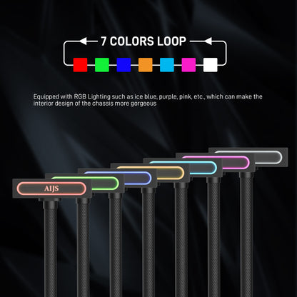 DARKROCK LED 24 Pin Extension Cable for Power Supply & Motherboard, 90-degree Adapter with Single Durable & Flexible Rubber Cable RGB Lighting, Cable Management - Black