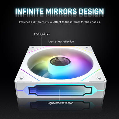 DARKROCK F120 3in1 120mm Infinite Mirror Design Case Fans with 20 Ports Contoller Hub, 24 LED Lights PWM Control & ARGB Effect, Hydraulic HDB Bearing for Low-Noise Operation