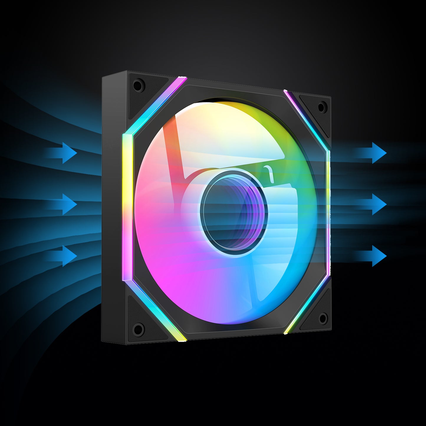 DARKROCK R140 140mm Reverse Blade Infinity Mirror Design PC Fan with LED ARGB Effects & PWM Control and Stable Running HDB Hydraulic Bearings