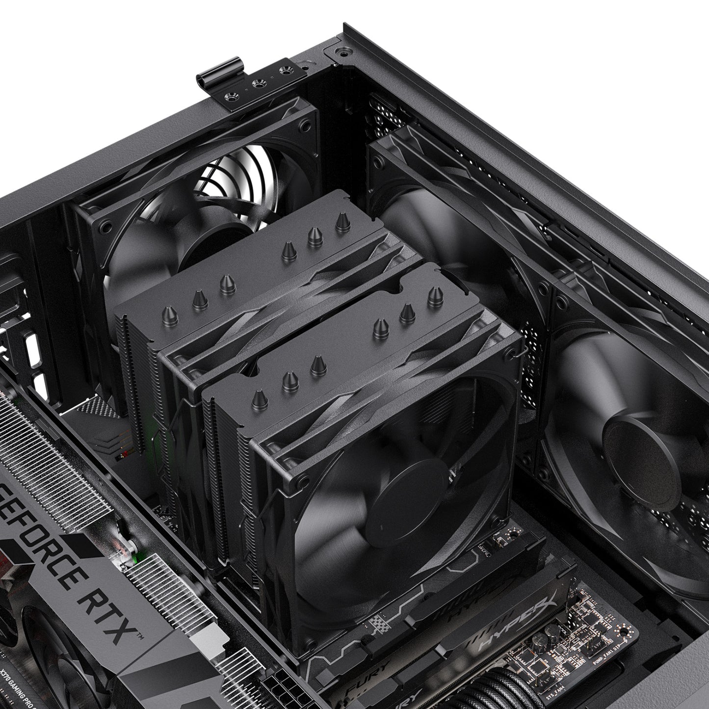 DARKROCK DT6 CPU Air Cooler, Dual Towers with 6 Copper Heat Pipes, 2 x 120mm PWM Fan for Low Noise Operation, Easy Installation - Brackets for Intel LGA 1851/1700/1200/115X & AMD AM5/AMD4 - Black
