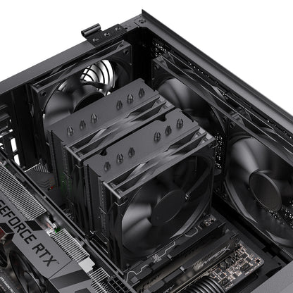 DARKROCK DT6 CPU Air Cooler, Dual Towers with 6 Copper Heat Pipes, 2 x 120mm PWM Fan for Low Noise Operation, Easy Installation - Brackets for Intel LGA 1851/1700/1200/115X & AMD AM5/AMD4 - Black